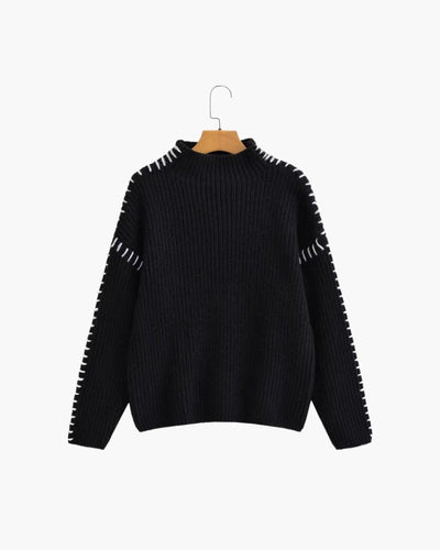Pull Sidonie à surpiqûres – noir
