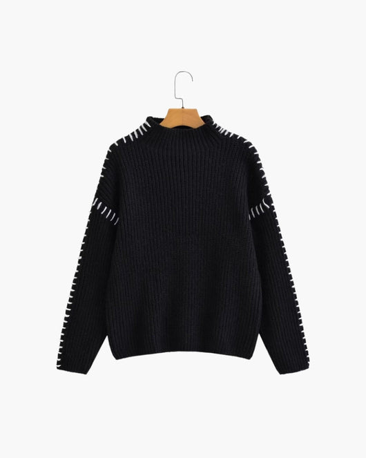 Pull Sidonie à surpiqûres – noir