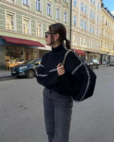 Pull Sidonie à surpiqûres – noir